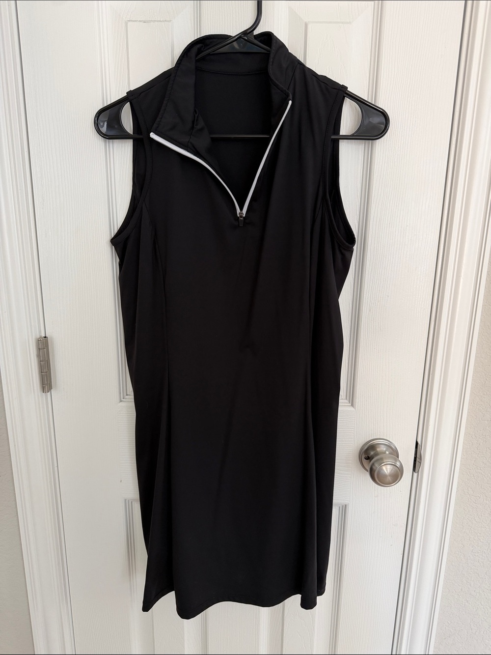 Women’s Black Sleeveless workout Dress with Zip Collar